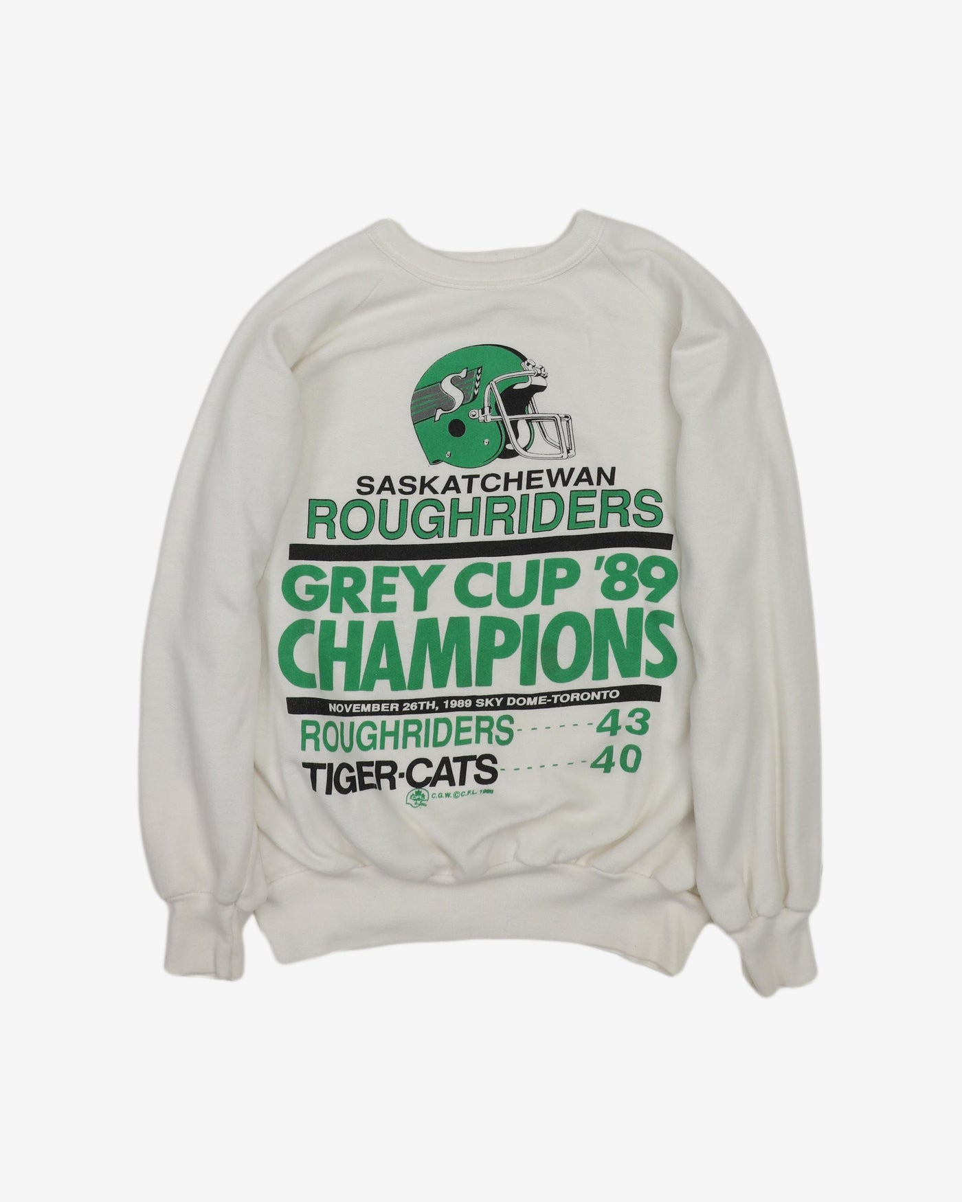Vintage 1989 CFL Champions Saskatchewan Roughriders Sweatshirt - L