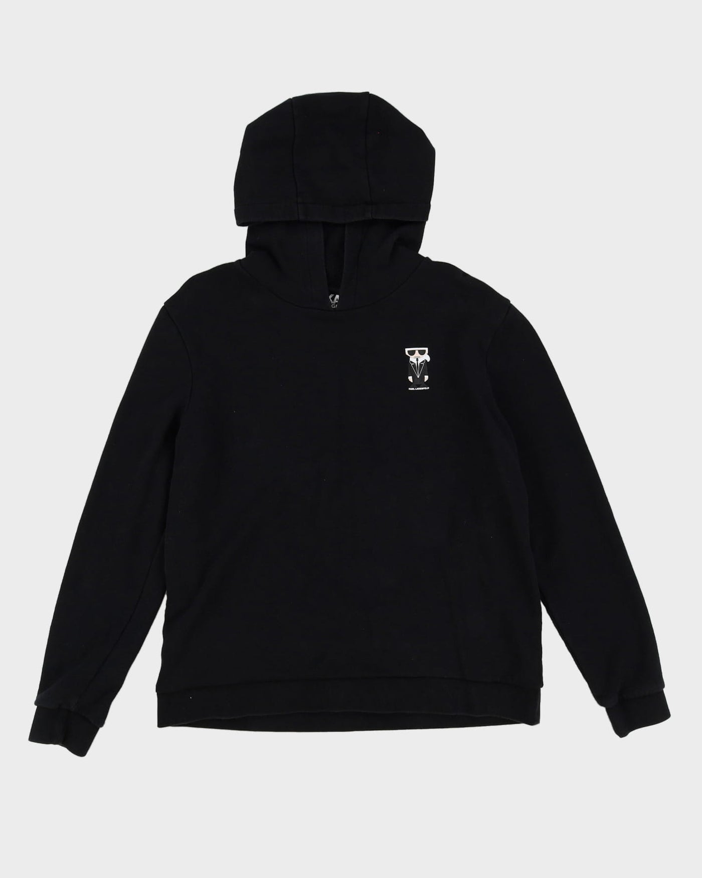 Karl Lagerfield Cartoon Graphic Black Hoodie - L