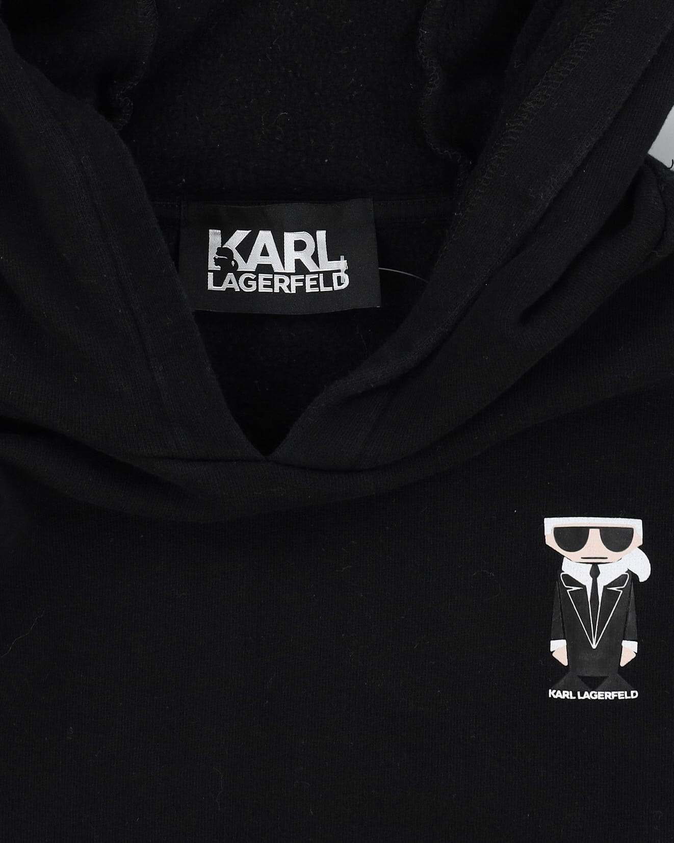 Karl Lagerfield Cartoon Graphic Black Hoodie - L