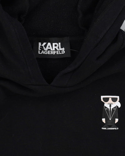 Karl Lagerfield Cartoon Graphic Black Hoodie - L