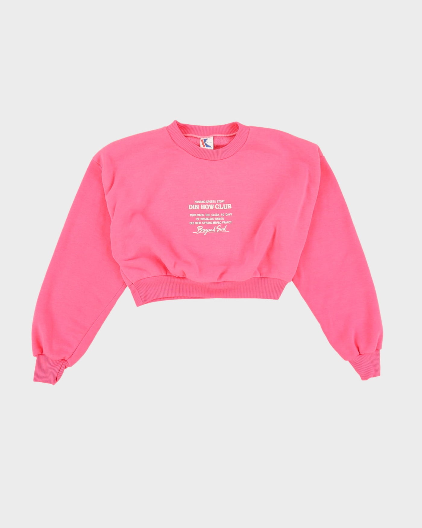 Vintage 80s Novelty Quote Pink Cropped Sweatshirt - S / M