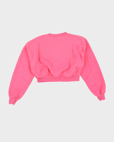 Vintage 80s Novelty Quote Pink Cropped Sweatshirt - S / M