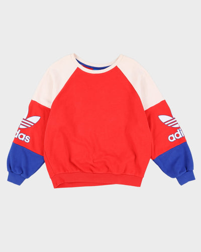 Adidas Red / White / Blue Colour Block Oversized Sweatshirt - S