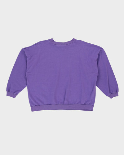 90s Mickey Mouse Purple Patchwork Sweatshirt - XL