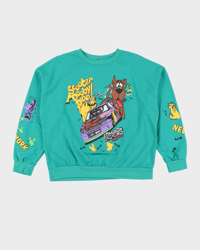 00s Scooby Doo Racing Graphic Green Baggy Fit Sweatshirt - XL