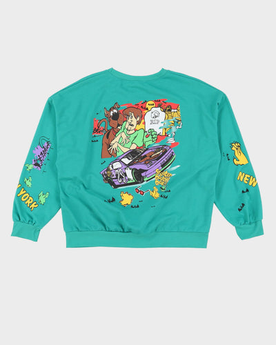 00s Scooby Doo Racing Graphic Green Baggy Fit Sweatshirt - XL