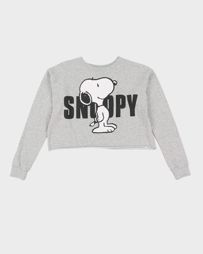 00s Peanuts Snoopy Grey Cropped Sweatshirt - S