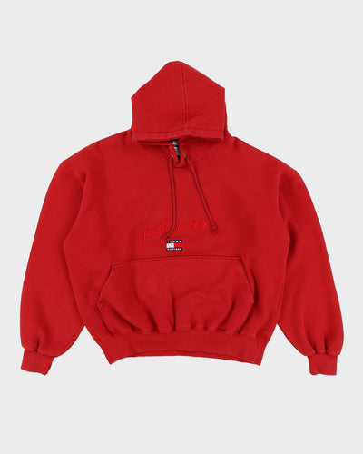 Vintage 90s Tommy Hilfiger Red Oversized Hoodie - XL