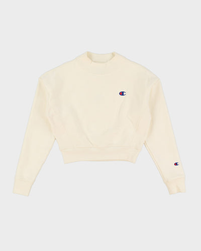 Champion Reverse Weave Cream Cropped Sweatshirt - S