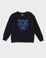 Kenzo Paris Navy Embroidered Tiger Graphic Sweatshirt - XL