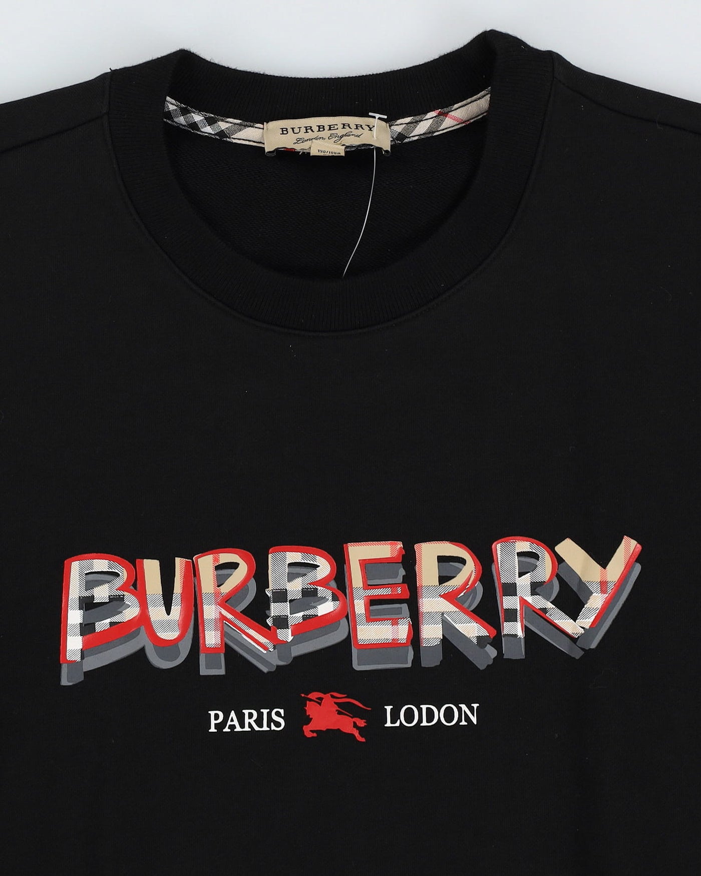 Burberry Black Nova Check Spell Out Designer Sweatshirt - XL