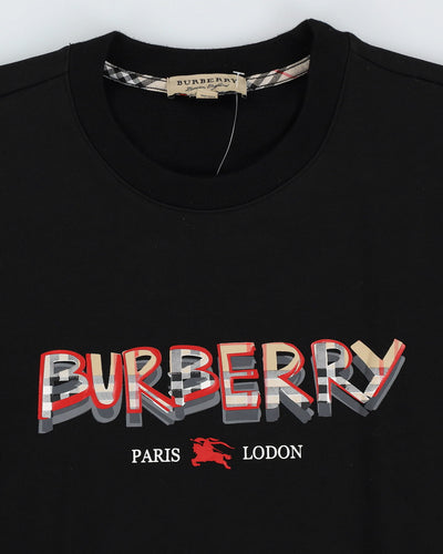 Burberry Black Nova Check Spell Out Designer Sweatshirt - XL