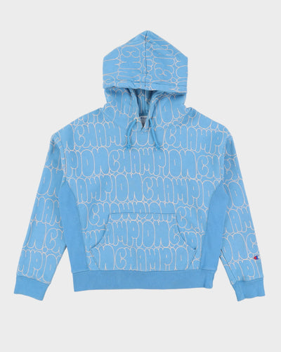 Vintage 90s Champion Blue All Over Print Graphic Sweatshirt - L