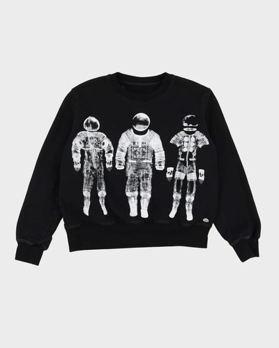 Chanel Spaceman / Astronaut Black Graphic Cropped Fit Sweatshirt - M