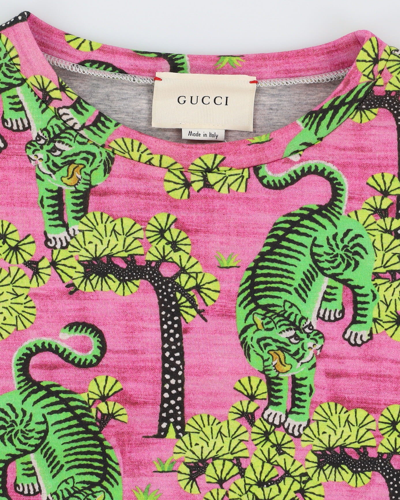 Gucci Pink All Over Tiger Design Short Sleeve Sweatshirt - XXS