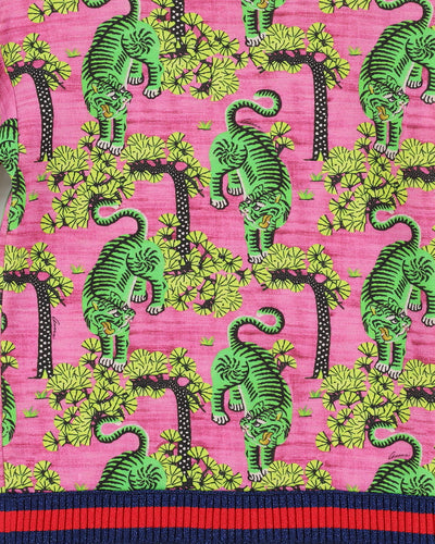 Gucci Pink All Over Tiger Design Short Sleeve Sweatshirt - XXS