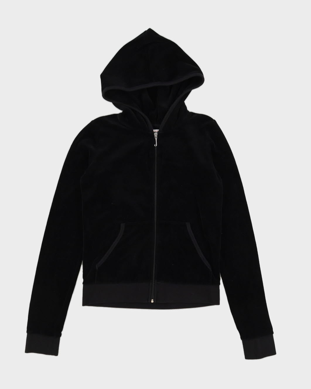 Juicy Couture Black Velour Zip-Up Hoodie - M