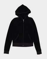 Juicy Couture Black Velour Zip-Up Hoodie - M