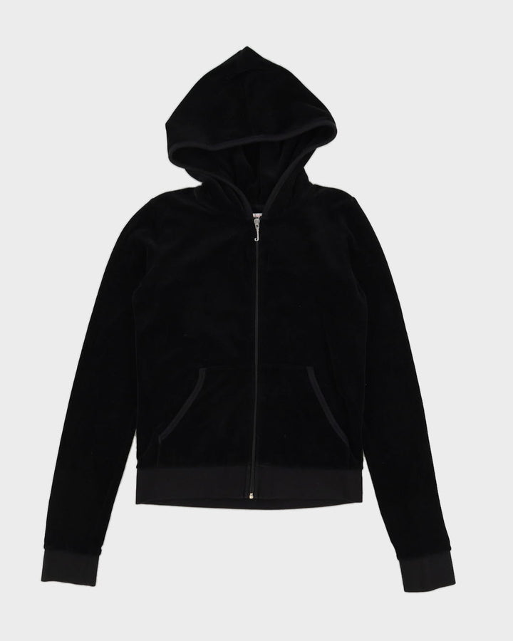 Juicy Couture Black Velour Zip-Up Hoodie - M