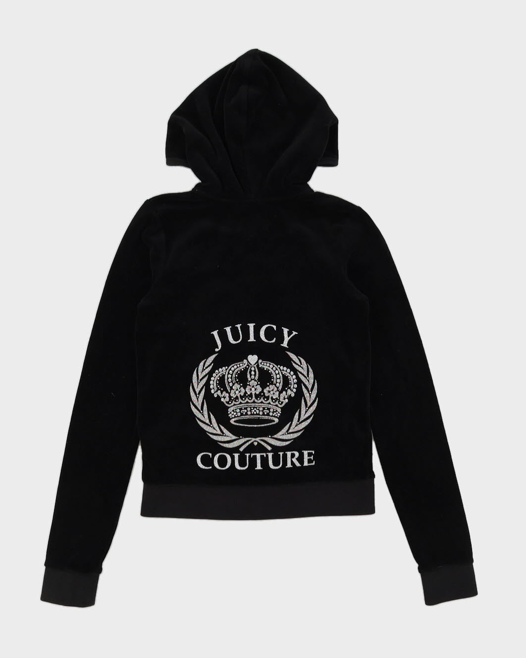 Juicy Couture Black Velour Zip-Up Hoodie - M