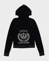 Juicy Couture Black Velour Zip-Up Hoodie - M