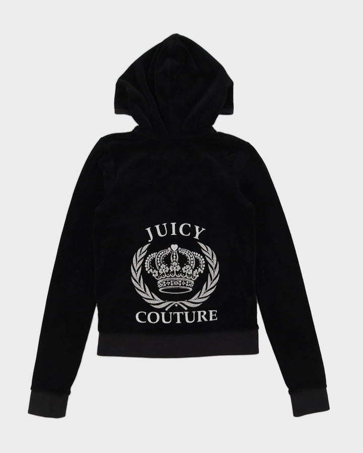 Juicy Couture Black Velour Zip-Up Hoodie - M