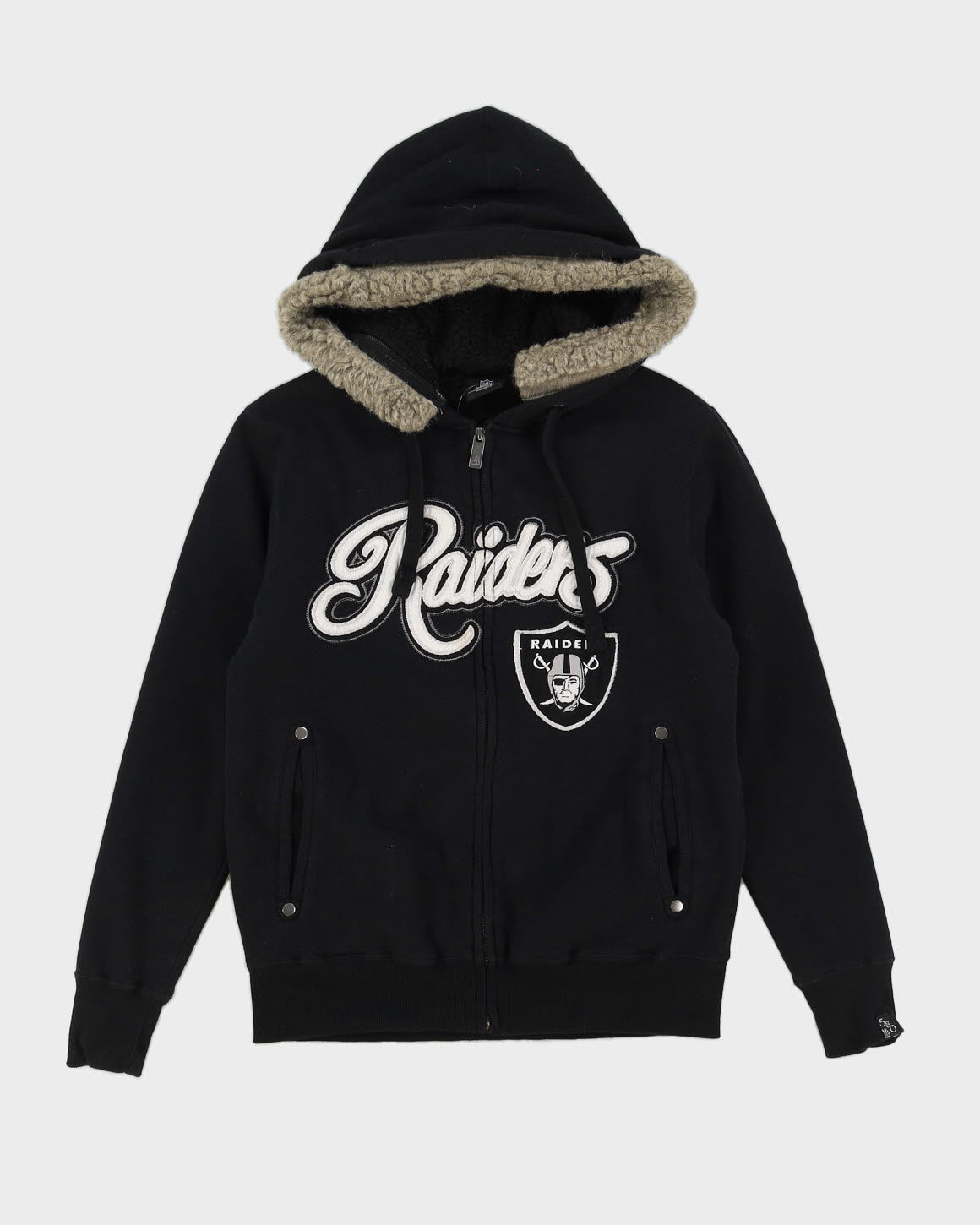NFL Las Vegas Raiders Black Zip-Up Hoodie With Embroidery - M