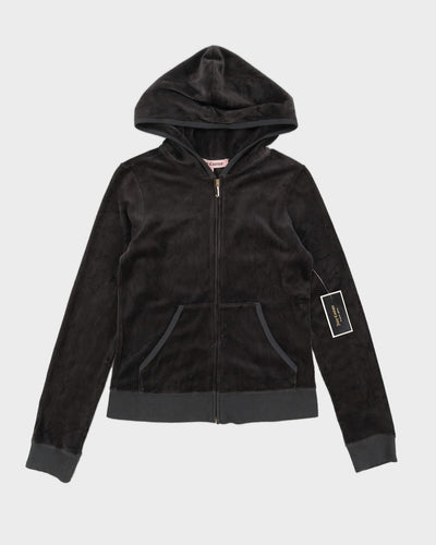 Juicy Couture Grey Velour Zip-Up Hoodie Deadstock With Tags  - M