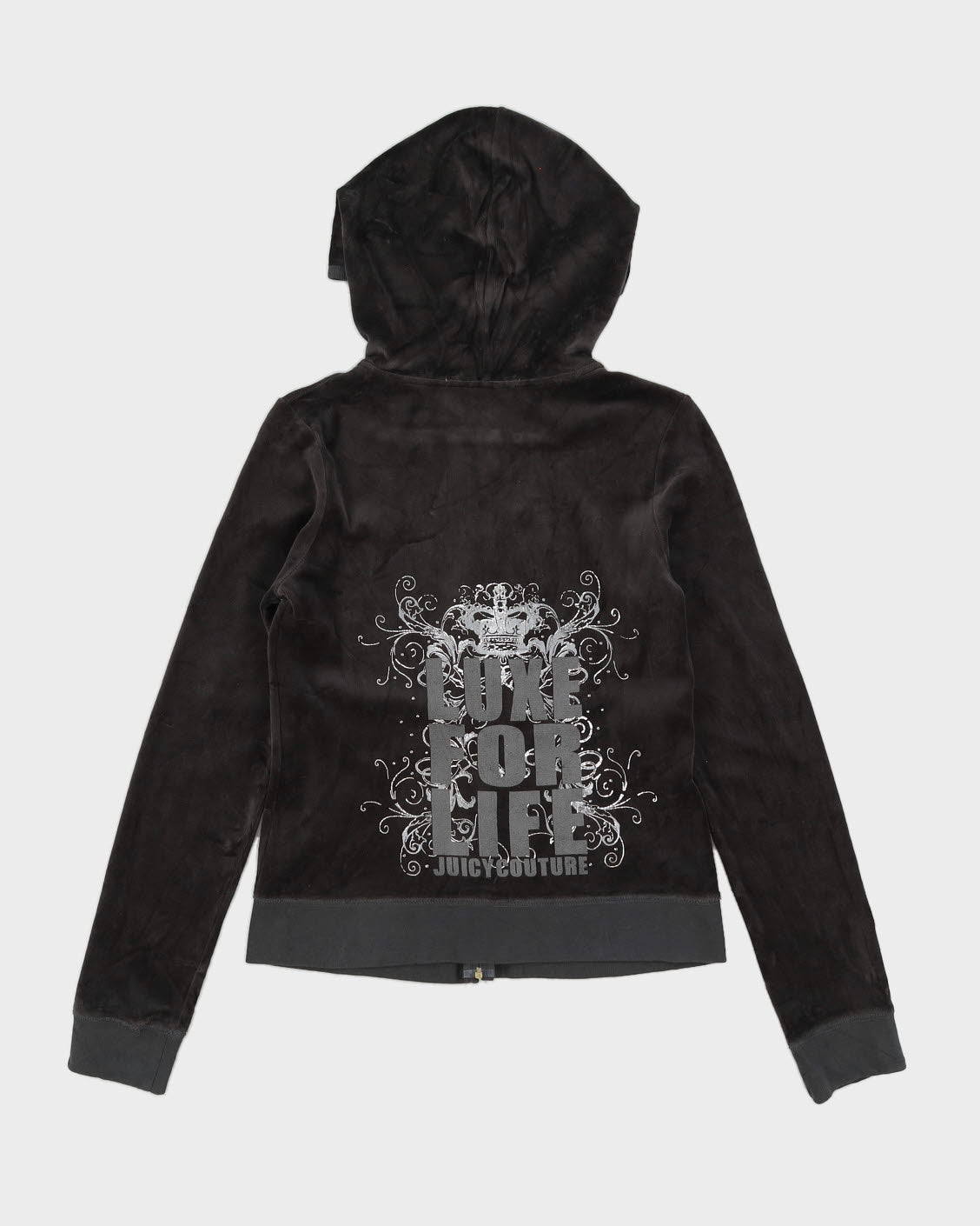 Juicy Couture Grey Velour Zip-Up Hoodie Deadstock With Tags  - M