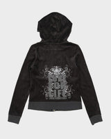Juicy Couture Grey Velour Zip-Up Hoodie Deadstock With Tags  - M