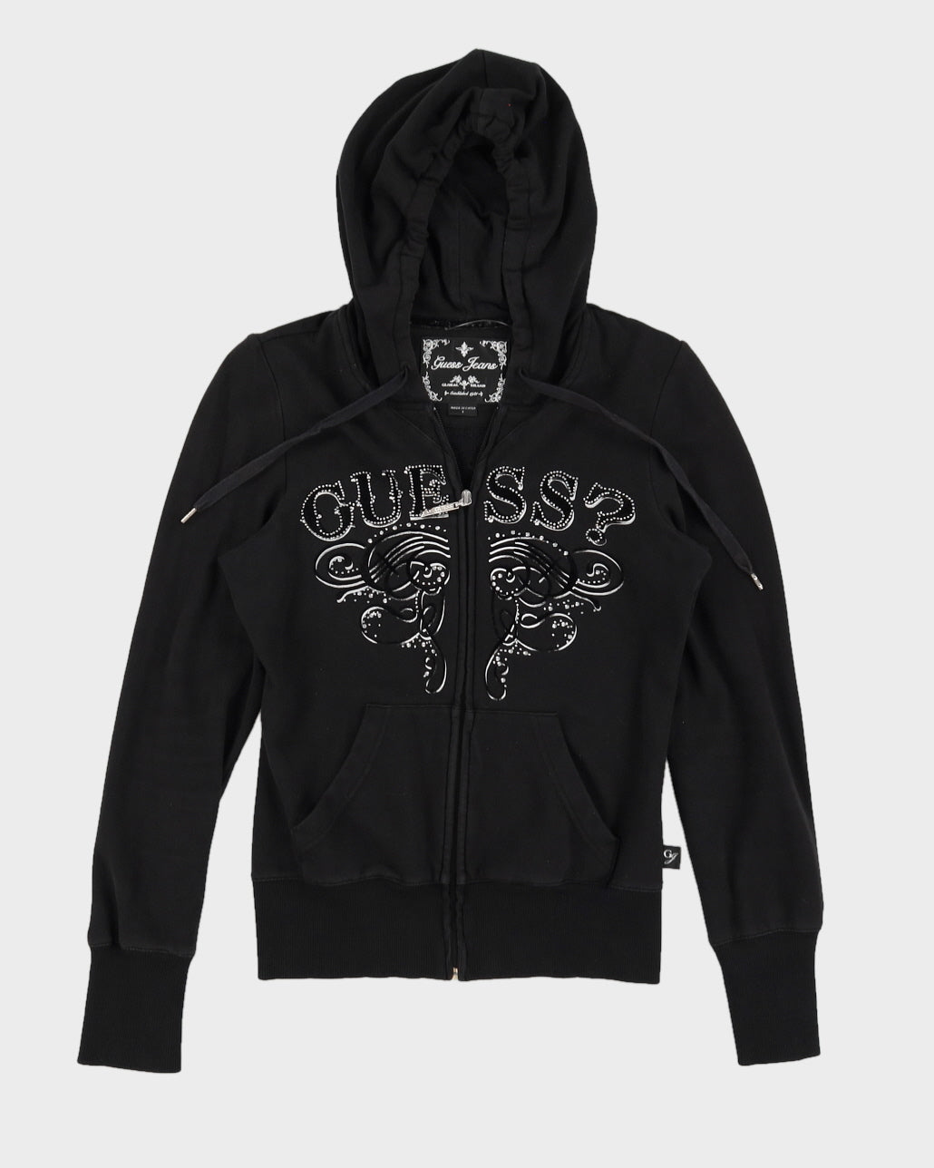 00s Y2K Guess Black Zip Up Hoodie - S
