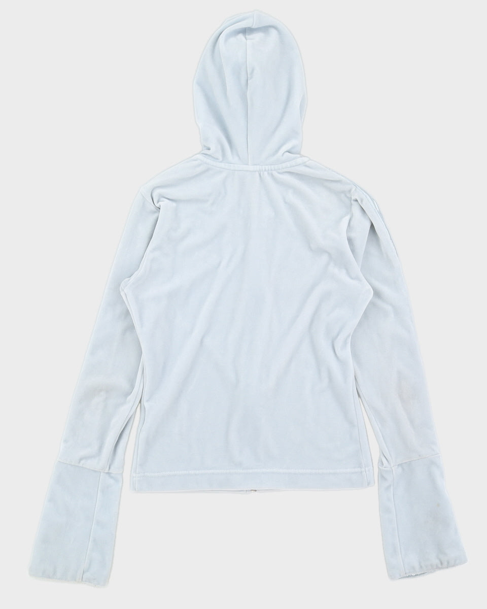 Y2K 00s Nike Velour Baby Blue Zip Up Hoodie - XS