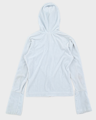 Y2K 00s Nike Velour Baby Blue Zip Up Hoodie - XS