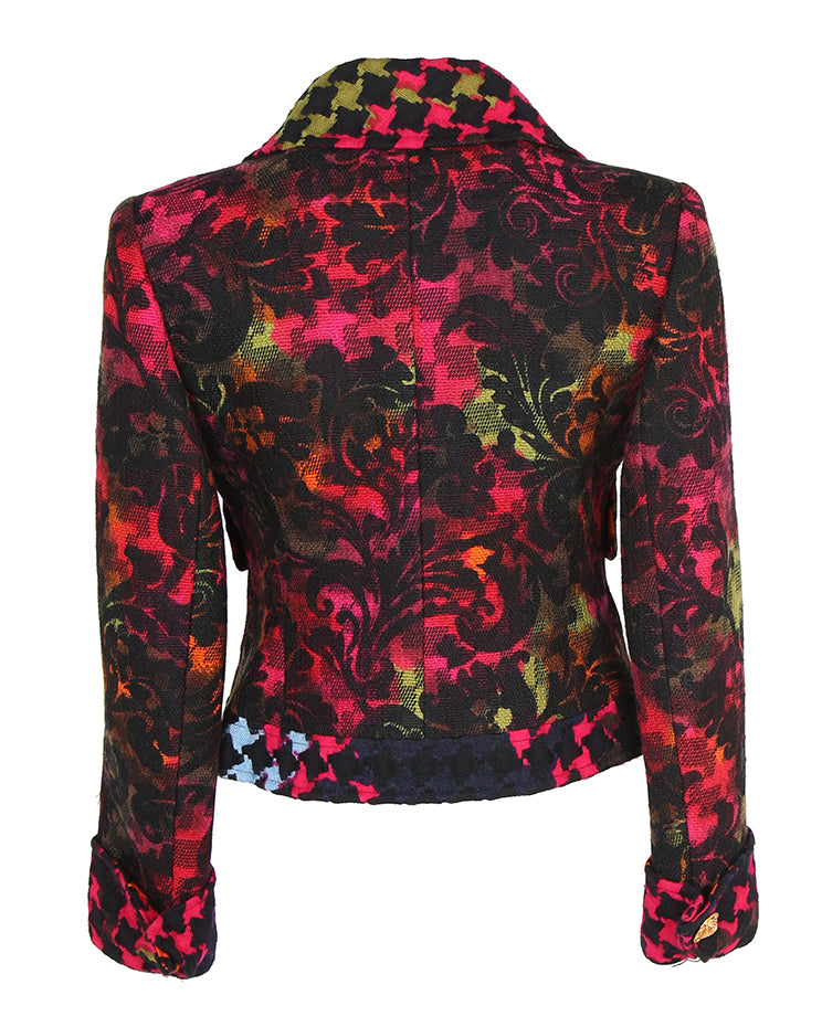 CHRISTIAN LACROIX MULTICOLOURED Damask &amp; HOUNDSTOOTH WOOL JACKET - S