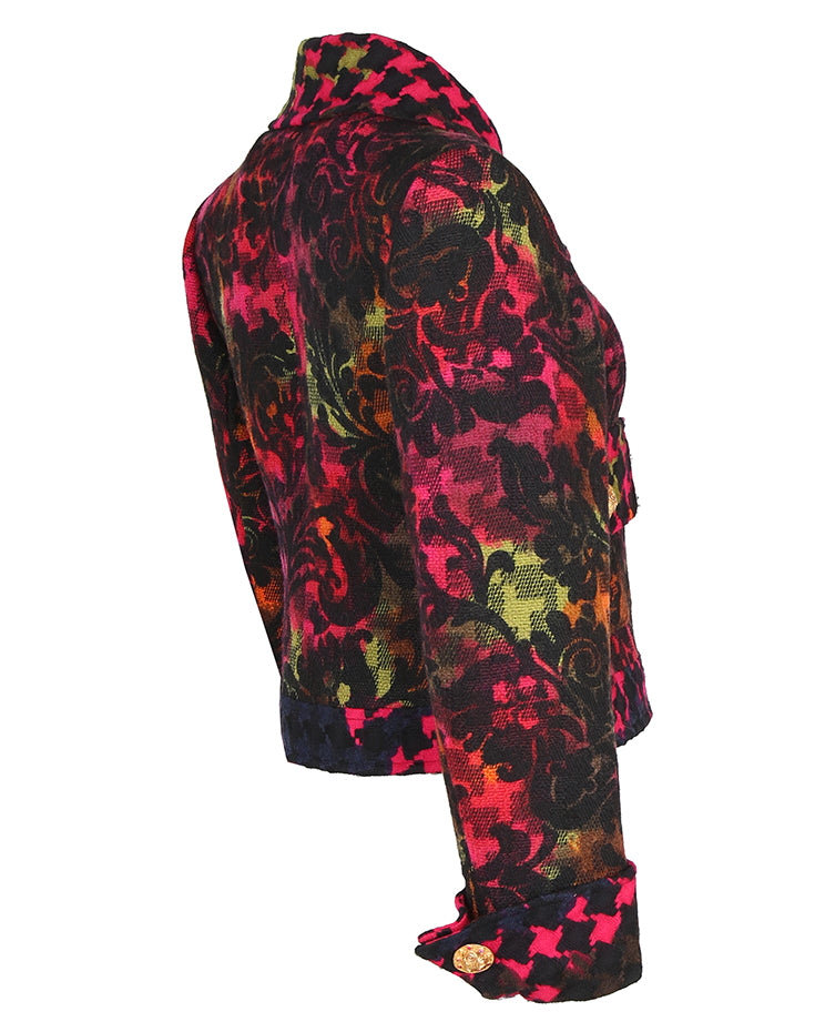 CHRISTIAN LACROIX MULTICOLOURED Damask &amp; HOUNDSTOOTH WOOL JACKET - S