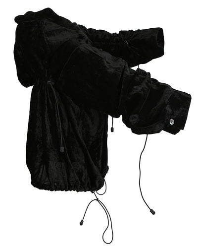 Junya Watanabe Comme des Garçons A/W 2005 Black Velvet Parachute Jacket - M