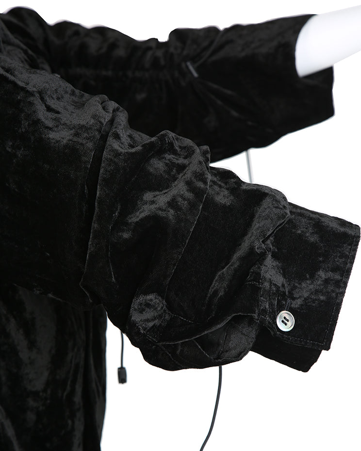 Junya Watanabe Comme des Garçons A/W 2005 Black Velvet Parachute Jacket - M
