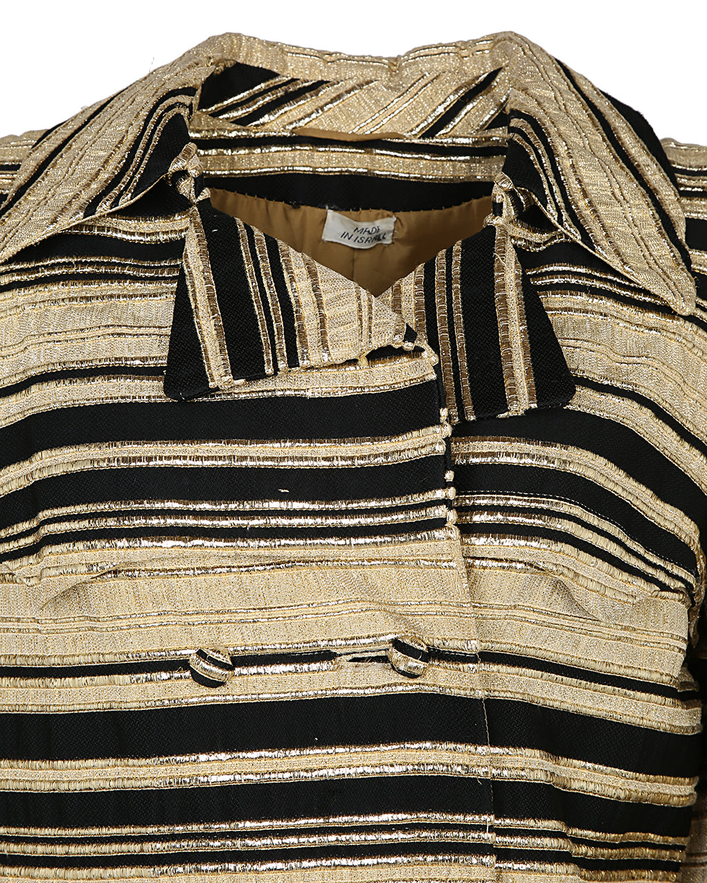 60s Black &amp; Gold Striped Coat - S
