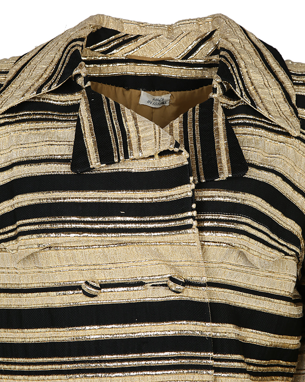 60s Black & Gold Striped Coat - S