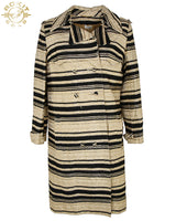 60s Black &amp; Gold Striped Coat - S