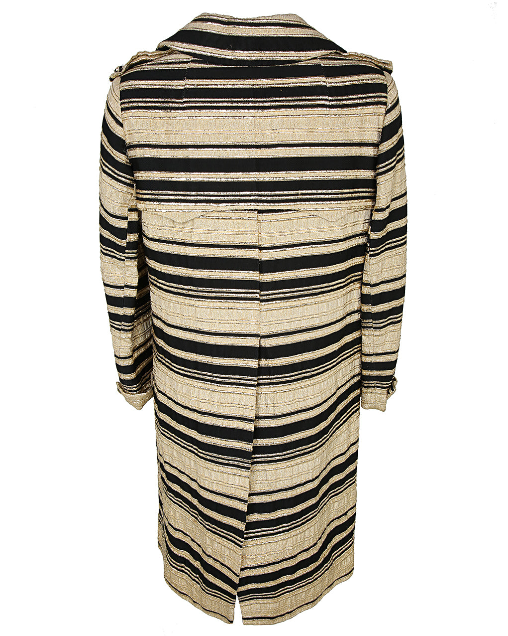 60s Black &amp; Gold Striped Coat - S