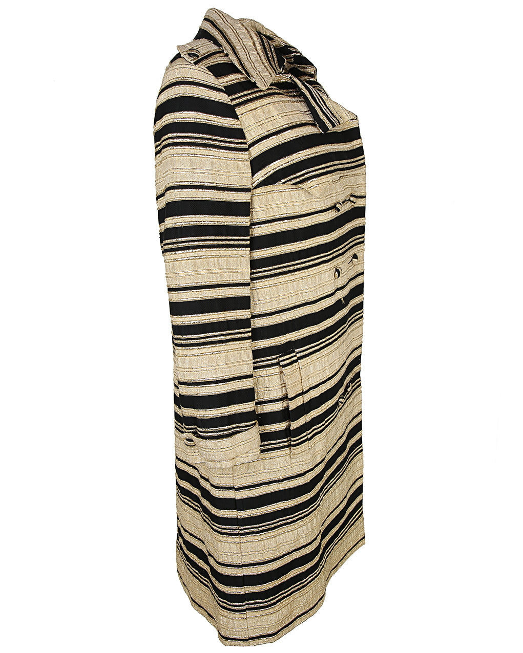 60s Black &amp; Gold Striped Coat - S