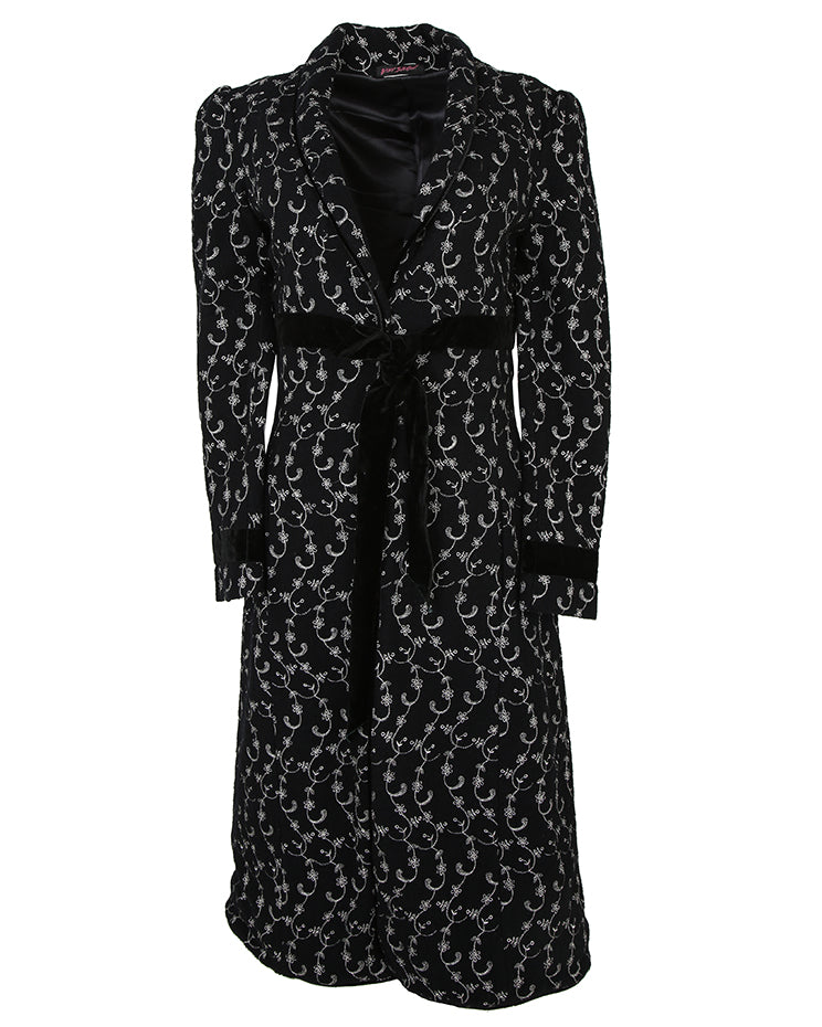 Betsey Johnson Black Floral Embroidered Coat - S