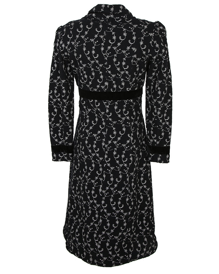 Betsey Johnson Black Floral Embroidered Coat - S