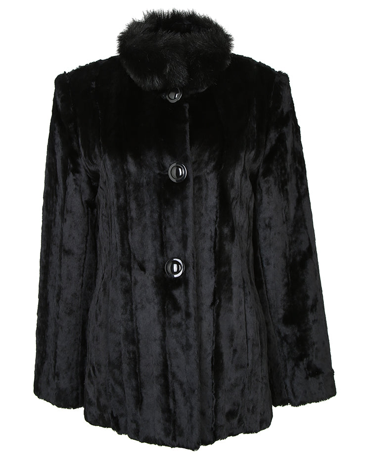 Simon Chang Black Faux Fur Jacket - M