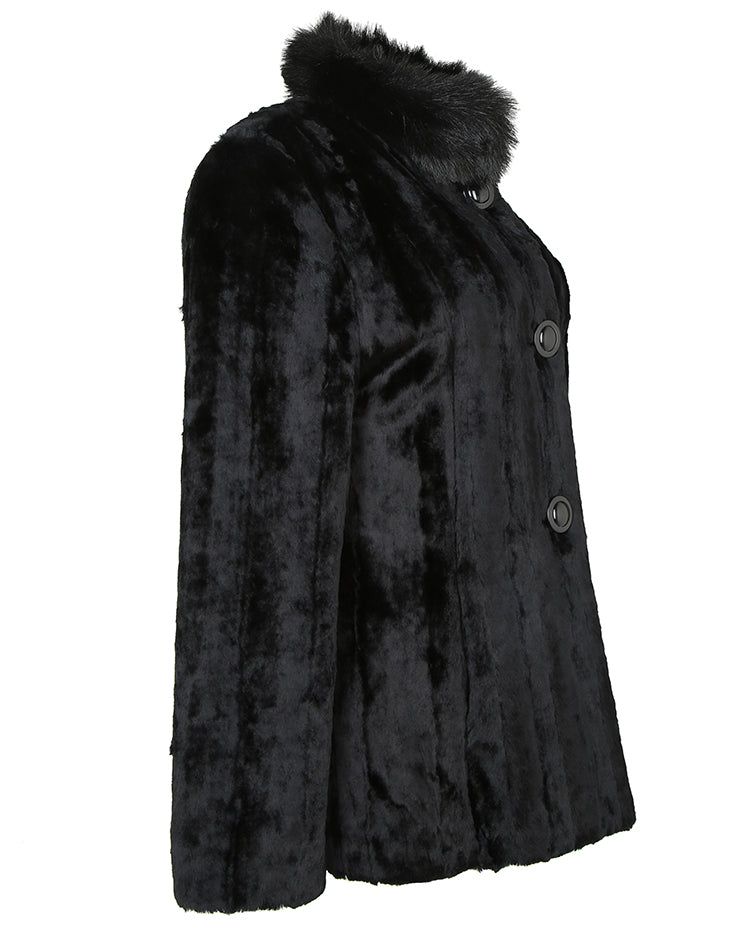 Simon Chang Black Faux Fur Jacket - M