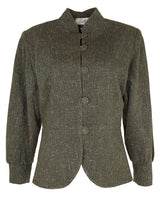 50s Tullio Paris Olive Green Tweed Peplum Dress Jacket - M