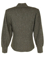 50s Tullio Paris Olive Green Tweed Peplum Dress Jacket - M