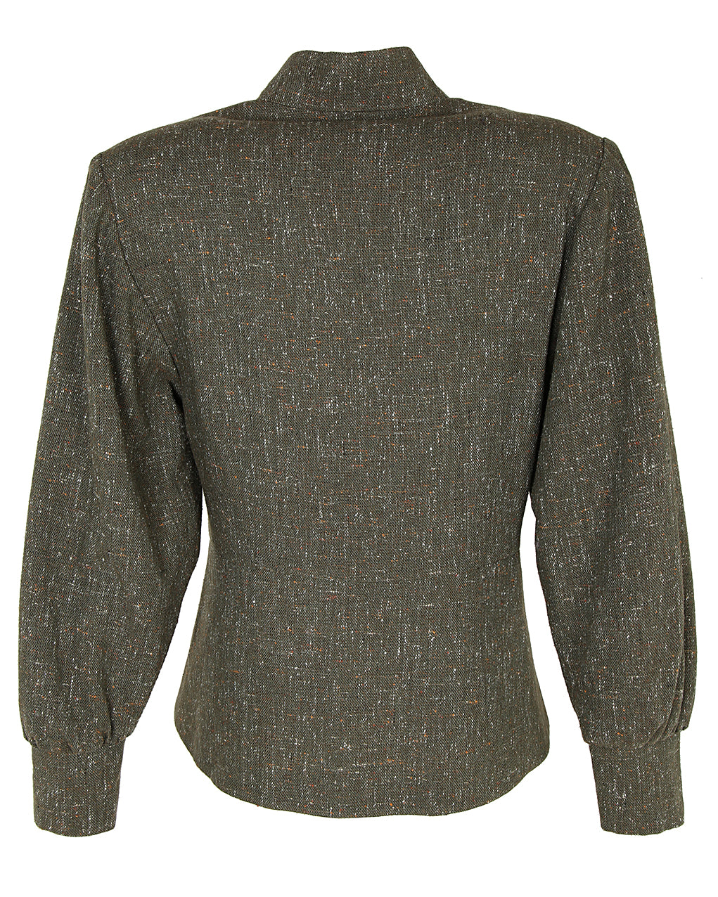 50s Tullio Paris Olive Green Tweed Peplum Dress Jacket - M