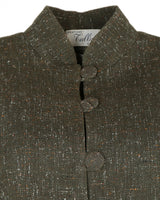 50s Tullio Paris Olive Green Tweed Peplum Dress Jacket - M